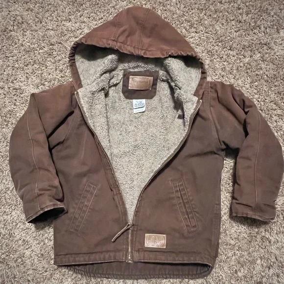 Kids Hooded Work Wear Sherpa Lined Jacket - Picture 1 of 3